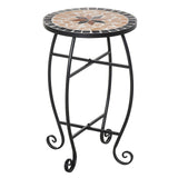 easycomfort easycomfort tavolino da giardino tavolo da esterno in metallo nero e ceramica nero e arancione 36 x 58cm ean 8054111849104