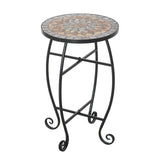 easycomfort easycomfort tavolino da giardino tavolo da esterno in metallo nero e ceramica verde e arancione 36 x 58cm ean 8054111849111