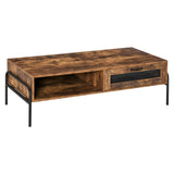 easycomfort easycomfort tavolino in stile industriale in legno marrone rustico e metallo nero