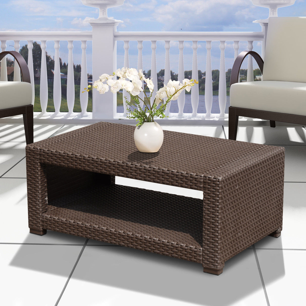 easycomfort easycomfort tavolino rettangolare da giardino in pe rattan marrone 93x56x38 5cm ean 8055776911243