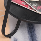 easycomfort easycomfort tavolino rotondo da caffe stile industriale con 2 ripiani e telaio in metallo nero ean 8054111841931