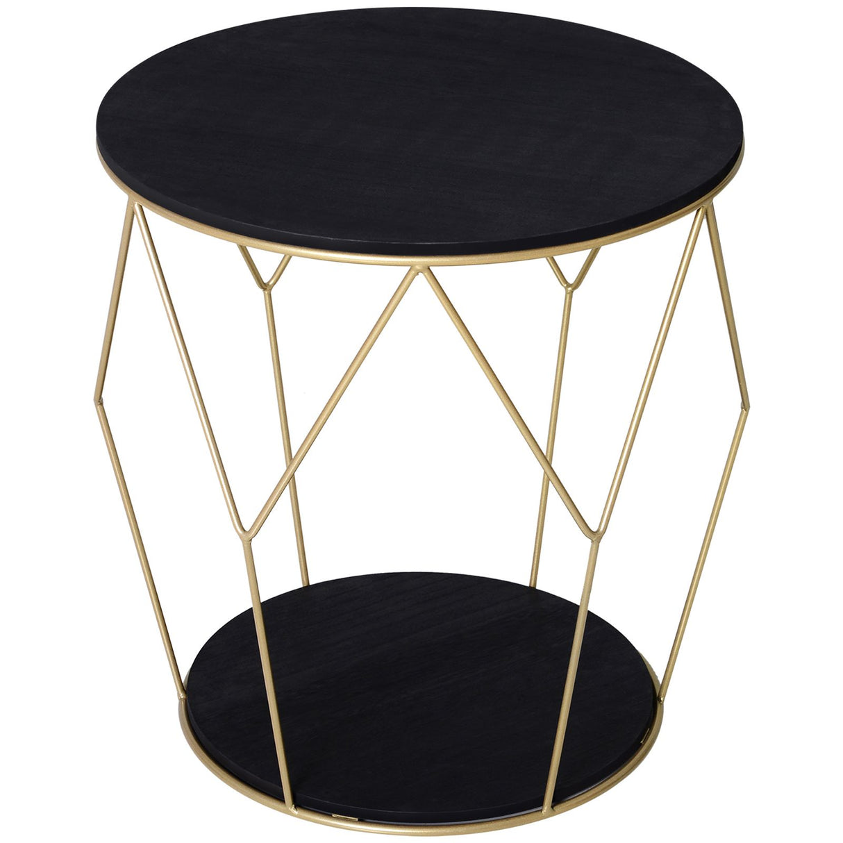 easycomfort easycomfort tavolino rotondo design geometrico in metallo e mdf nero e dorato ean 8054111844253