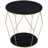 easycomfort easycomfort tavolino rotondo design geometrico in metallo e mdf nero e dorato ean 8054111844253