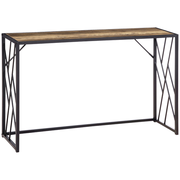 EASYCOMFORT Tavolo Consolle da Ingresso in Stile Industriale, Mobile  Vintage in Acciaio e Legno, 120x35x75cm, Marrone