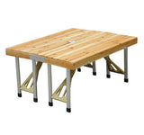 easycomfort easycomfort tavolo da campeggio pieghevole a valigetta con sedie in legno tavolo da picnic telaio in alluminio per esterno ean 8054144134772