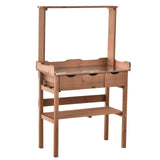 easycomfort easycomfort tavolo da giardinaggio in legno di abete con 3 cassetti 80x40x135cm ean 8054144132822