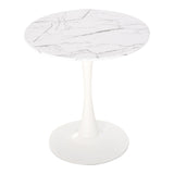 easycomfort easycomfort tavolo da pranzo rotondo multiuso effetto marmo 70cm bianco