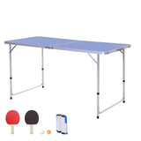 easycomfort easycomfort tavolo pieghevole multifunzione da campeggio con rete da ping pong altezza regolabile e leggero blu 160x80x546270cm ean 8054144131108