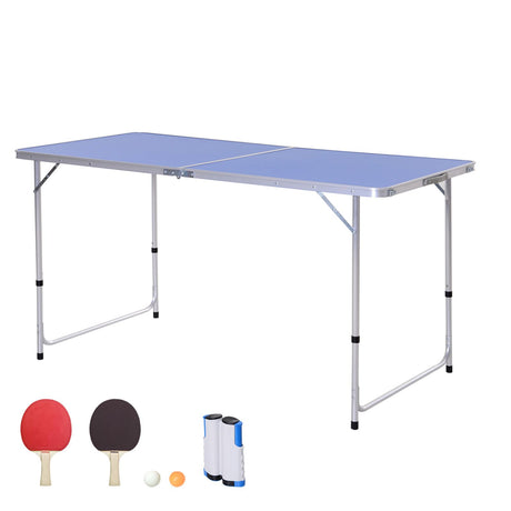 easycomfort easycomfort tavolo pieghevole multifunzione da campeggio con rete da ping pong altezza regolabile e leggero blu 160x80x546270cm ean 8054144131108