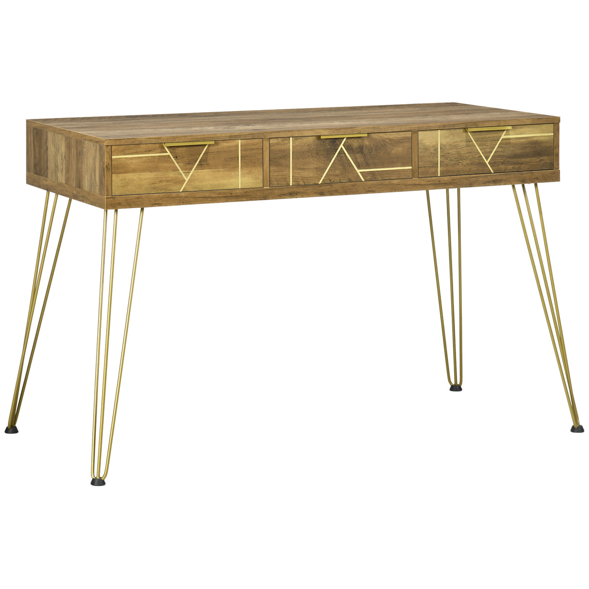 easycomfort easycomfort tavolo scrivania da ingresso stile vintage in truciolato e acciaio con 3 cassetti 120x55x79 cm