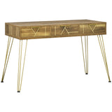 easycomfort easycomfort tavolo scrivania da ingresso stile vintage in truciolato e acciaio con 3 cassetti 120x55x79 cm