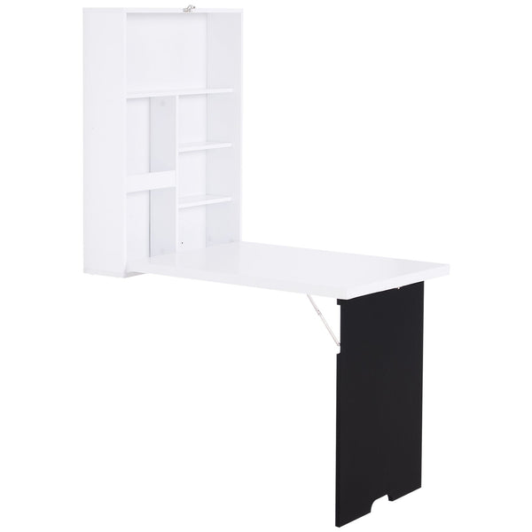 EASYCOMFORT Tavolo Scrivania Pieghevole a Muro con Lavagna Bianco e Nero 60  x 94.5 x 147cm