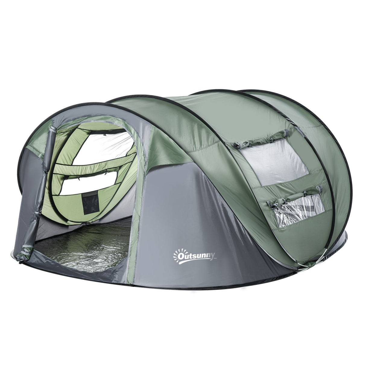 easycomfort easycomfort tenda da campeggio pop up 4 5 posti 2 porte e 4 finestre telo impermeabile 263 5x220x123cm verde scuro ean 8054144139081