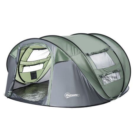 easycomfort easycomfort tenda da campeggio pop up 4 5 posti 2 porte e 4 finestre telo impermeabile 263 5x220x123cm verde scuro ean 8054144139081