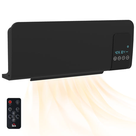 easycomfort easycomfort termoventilatore da parete oscillante con telecomando timer 12h e 2 modalita nero