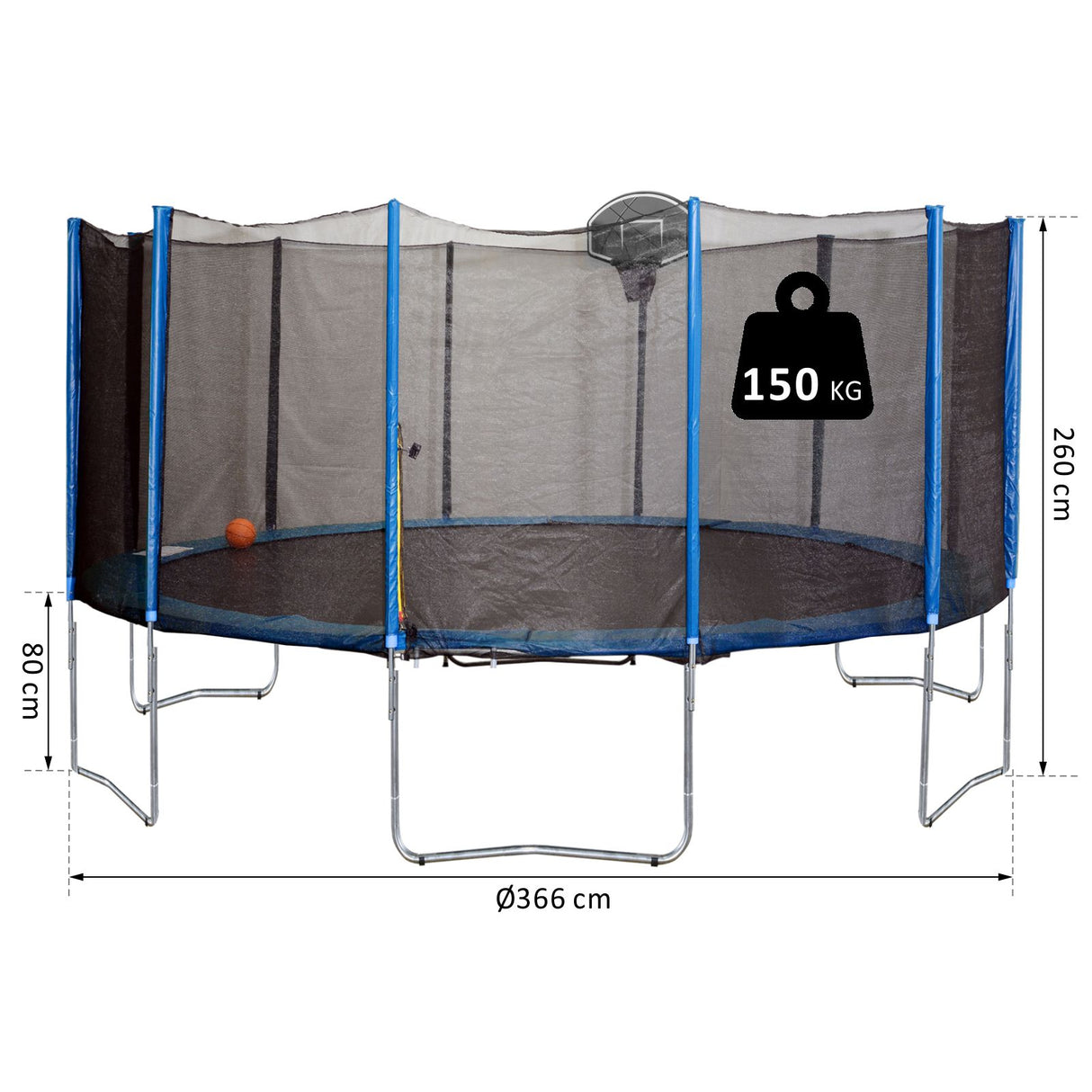 easycomfort easycomfort trampolino elastico con canestro basket e rete sicurezza 366 x 260a cm ean 8054144137902