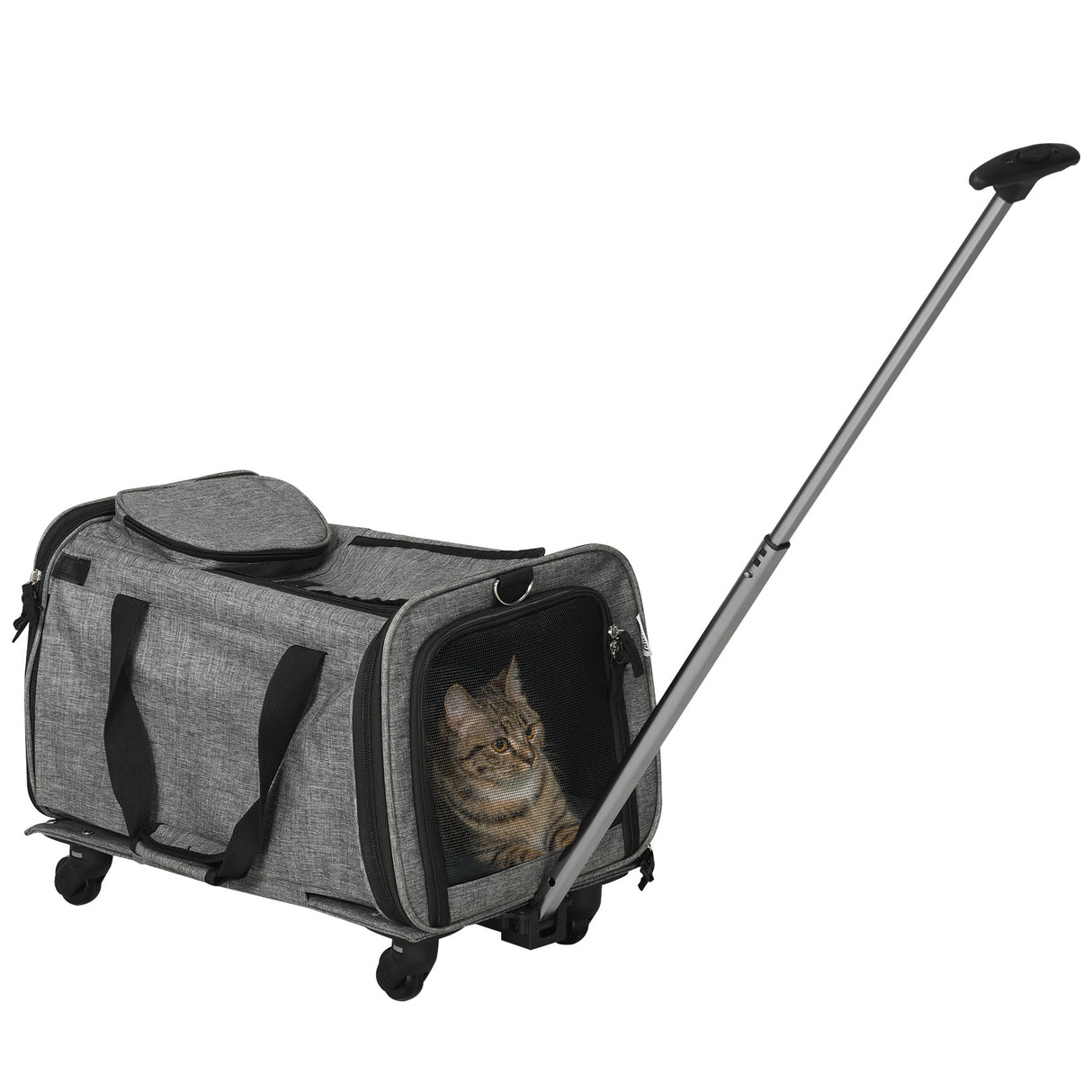 easycomfort easycomfort trasportino per cani e gatti 4 in 1 pieghevole con maniglia telescopica 50x31x37 cm grigio
