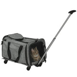easycomfort easycomfort trasportino per cani e gatti 4 in 1 pieghevole con maniglia telescopica 50x31x37 cm grigio