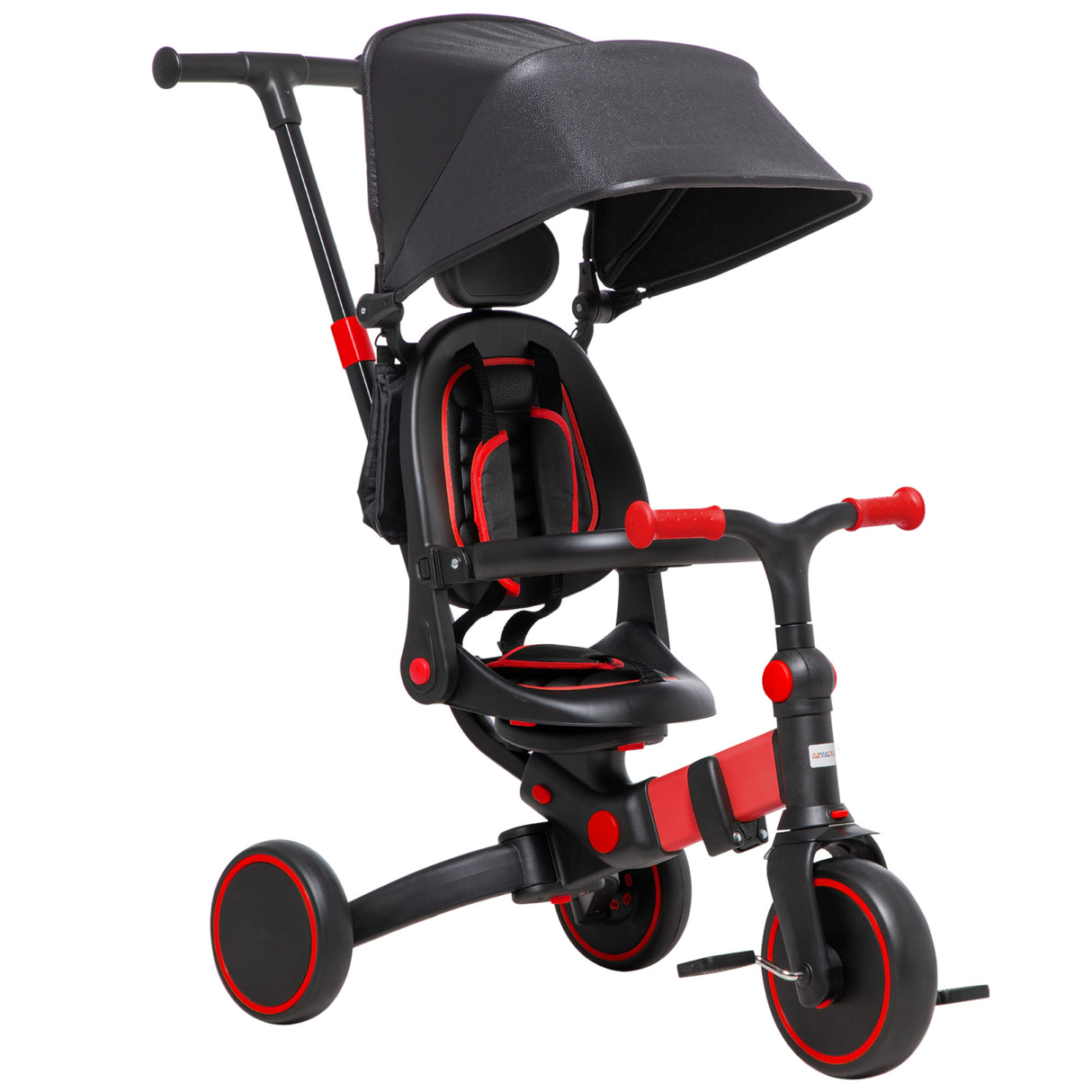 easycomfort easycomfort triciclo per bambini con maniglione 3 in 1 e tettuccio regolabile eta 18 48 mesi rosso