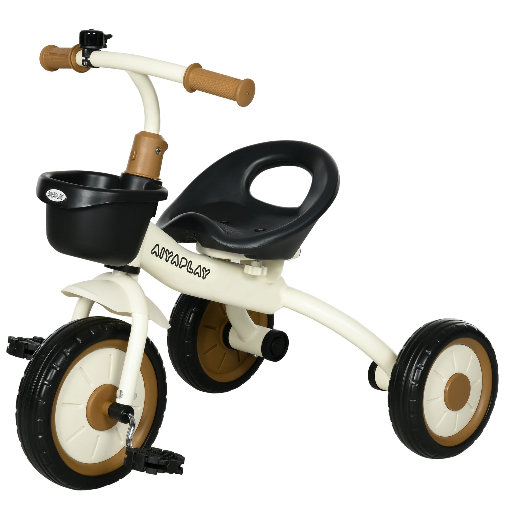EASYCOMFORT Triciclo per Bambini da 2-5 Anni con Seduta Regolabile e  Campanello, 70.5x50x58cm, Bianco
