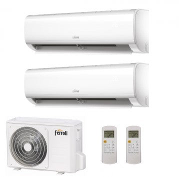 ferroli climatizzatore condizionatore ferroli dual split inverter serie ambra m 79 con 18 2 r 32 wi fi integrato 70009000 novita
