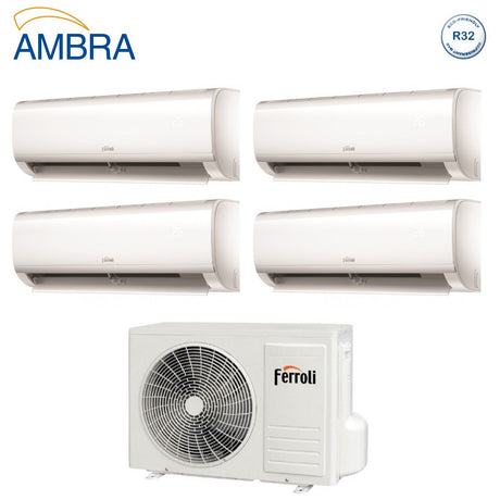 ferroli climatizzatore condizionatore ferroli quadri split inverter serie ambra m 79912 con 28 4 r 32 wi fi integrato 70009000900012000 novita