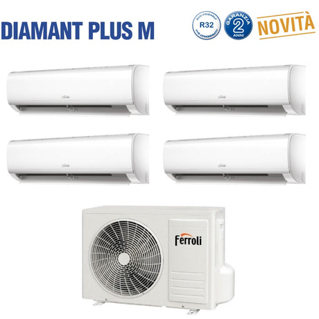 ferroli climatizzatore condizionatore ferroli quadri split inverter serie diamant plus m 79912 con 28 4 r 32 wi fi integrato 70009000900012000 novita