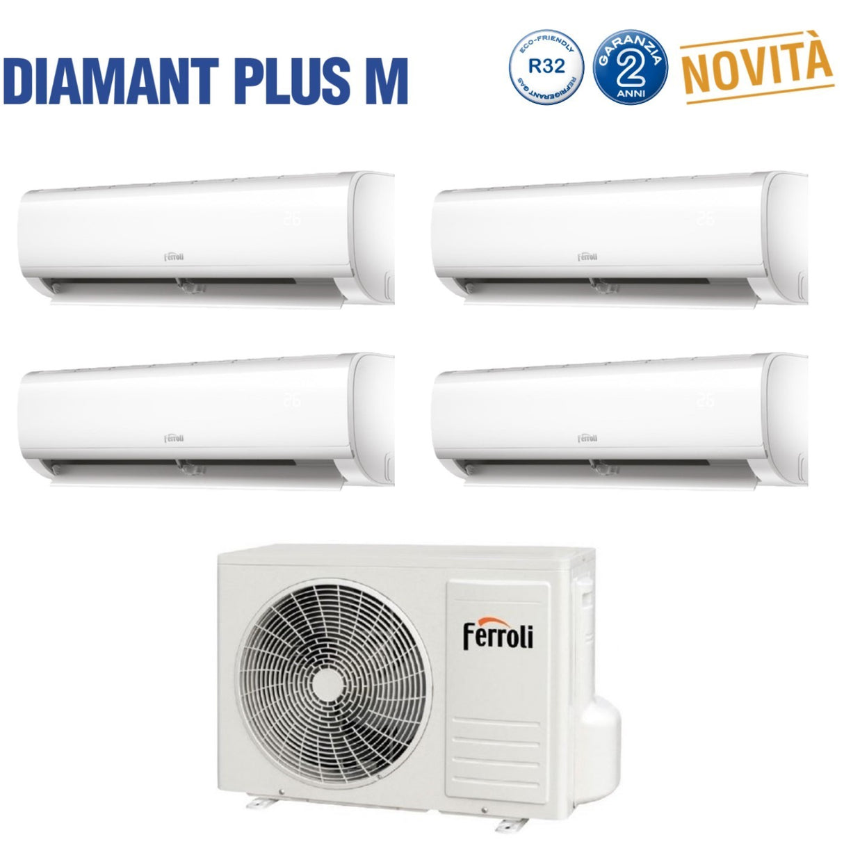 ferroli climatizzatore condizionatore ferroli quadri split inverter serie diamant plus m 9999 con 28 4 r 32 wi fi integrato 9000900090009000 novita