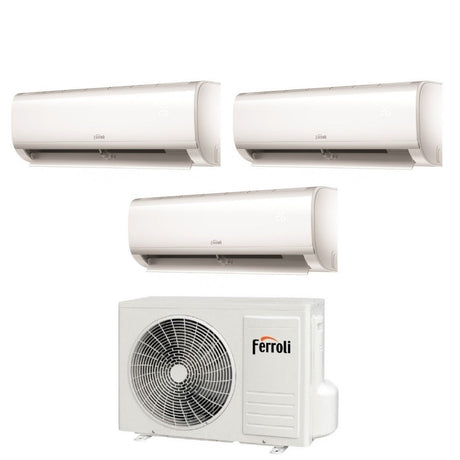 ferroli climatizzatore condizionatore ferroli trial split inverter serie ambra m 7918 con 27 3 r 32 wi fi integrato 7000900018000 novita