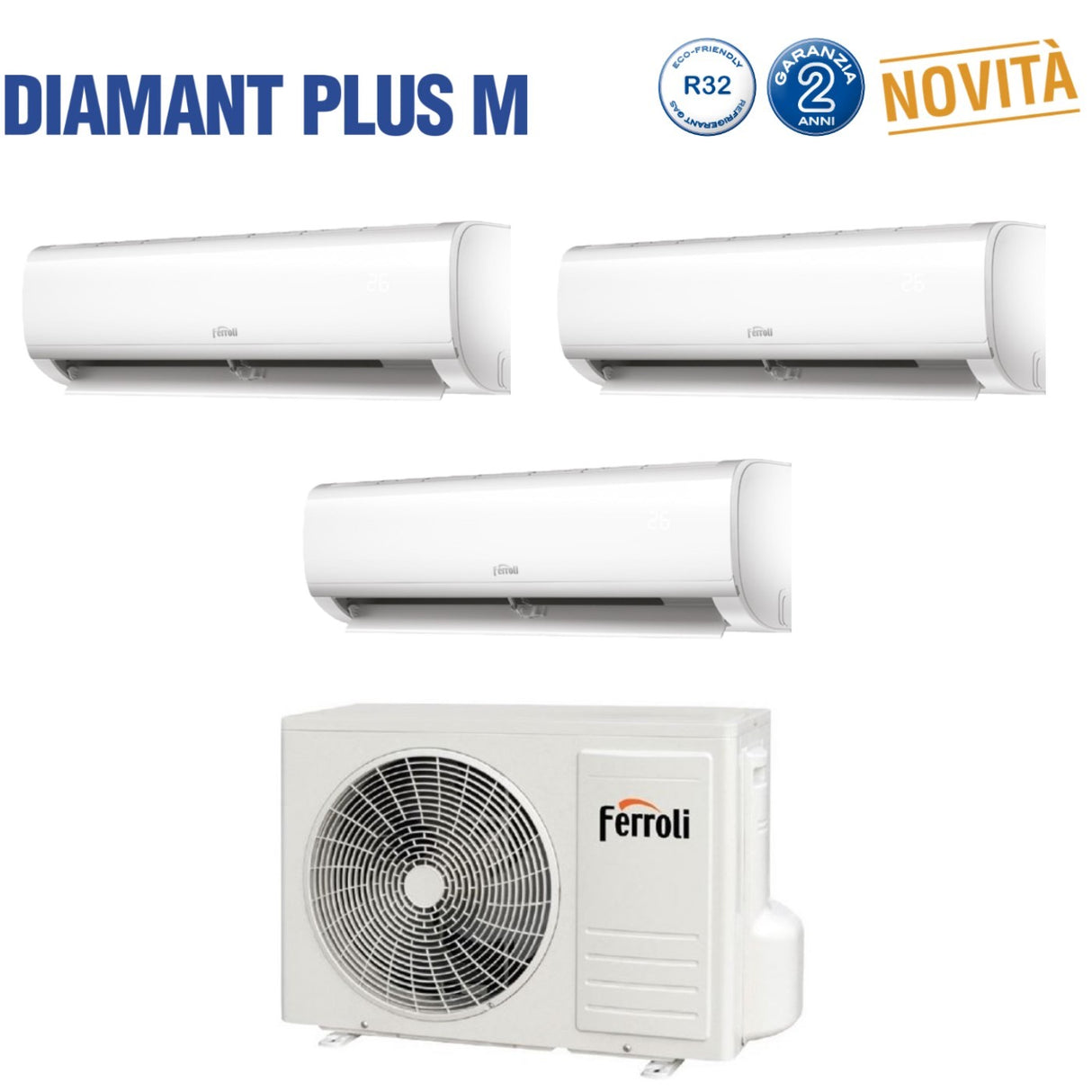ferroli condizionatore climatizzatore ferroli trial split serie diamant plus m 9918 con u e 28 4 gas r 32 9000900018000