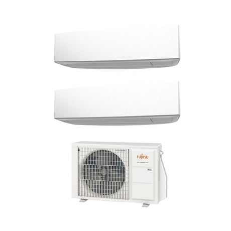 fujitsu climatizzatore condizionatore fujitsu dual split inverter serie ke 99 con aoyg14kbta2 r 32 wi fi optional 90009000 colore bianco white novita ean 8059657011138