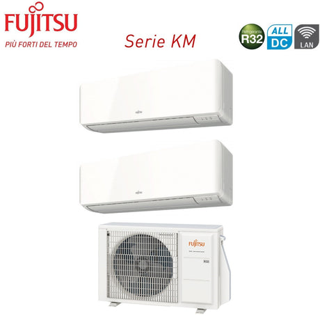 fujitsu climatizzatore condizionatore fujitsu dual split inverter serie km 712 con aoyg18kbta2 r 32 wi fi optional 700012000 novita ean 8059657011282