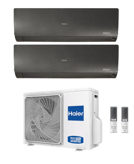 haier climatizzatore condizionatore haier dual split inverter serie flexis black 712 con 2u50s2sc1fa r 32 wi fi integrato 700012000 colore nero novita ean 8059657012111