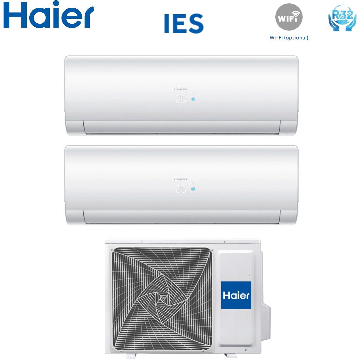 haier climatizzatore condizionatore haier dual split inverter serie ies 712 con 2u40s2sc1fa r 32 wi fi optional 700012000 ean 8059657012531