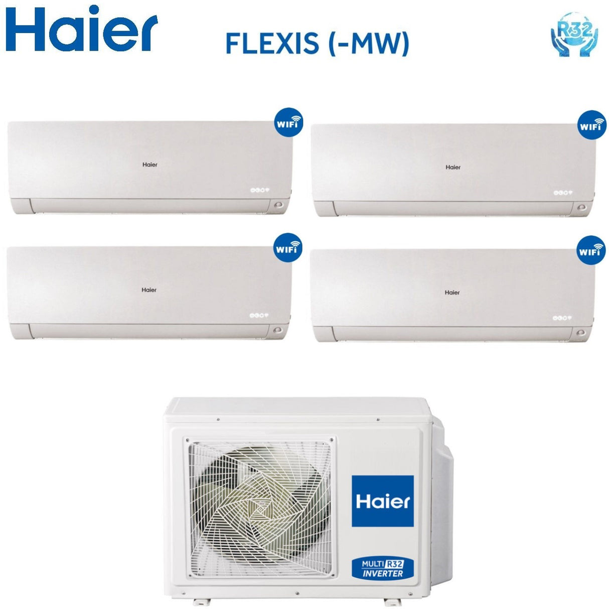 haier climatizzatore condizionatore quadri split inverter haier serie flexis white 900090001200012000 btu con 4u85s2sr2fa wifi integrato r 32 wi fi 991212 novita