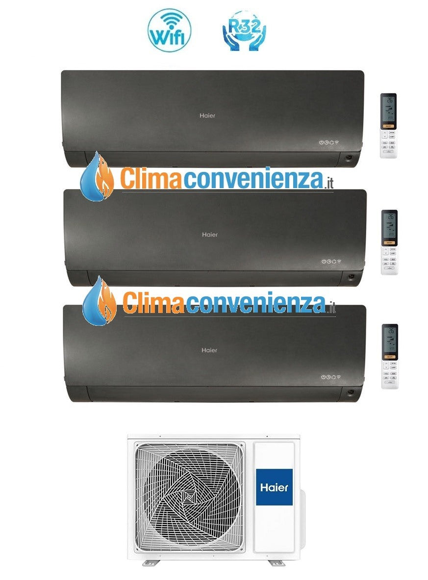 Trial Split Inverter Air Conditioner Haier Flexis Black Series 9000+9000+9000  Btu With 3u55s2sr2fa R-32 Wi-Fi 9+9+9 - New