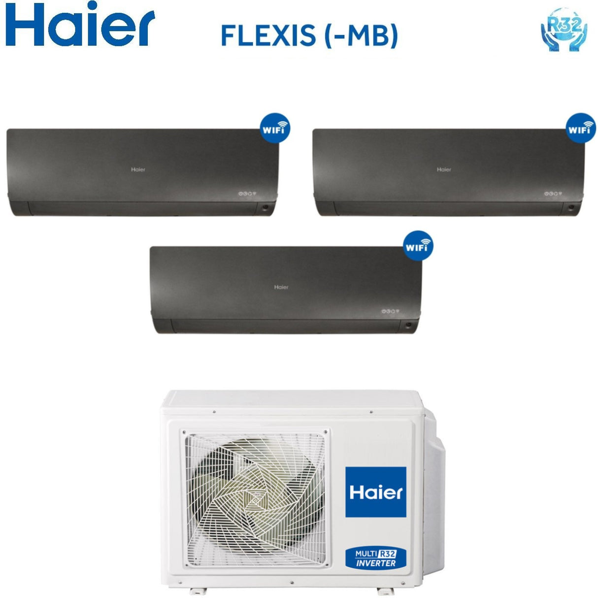 haier climatizzatore condizionatore trial split inverter haier serie flexis black nero 90001200012000 btu con 3u70s2sr2fa r 32 wi fi 91212 novita