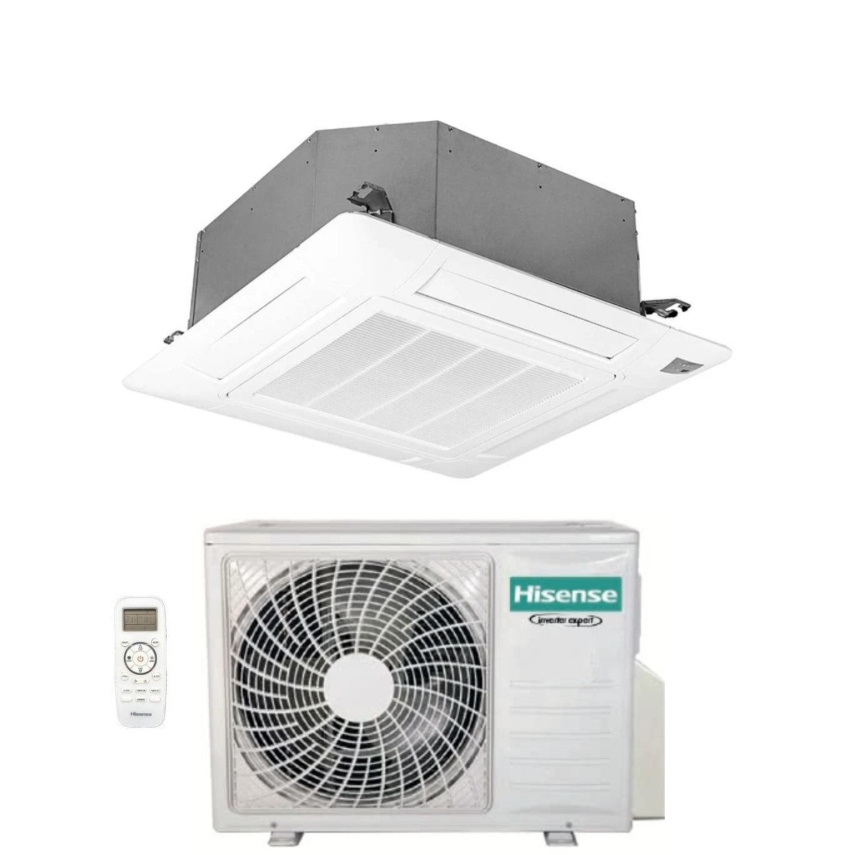hisense climatizzatore condizionatore hisense a cassetta 12000 btu act35ur4rcc8 auw35u4rs4 r 32 wi fi optional con telecomando e pannello incluso