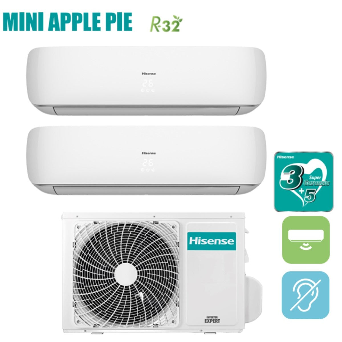 hisense climatizzatore condizionatore hisense dual split inverter serie mini apple pie 1212 con 3amw72u4rfa r 32 wi fi optional 1200012000 new ean 8059657013156