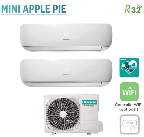 hisense climatizzatore condizionatore hisense dual split inverter serie mini apple pie 912 con 2amw42u4rgc r 32 wi fi optional 900012000 ean 8059657013163