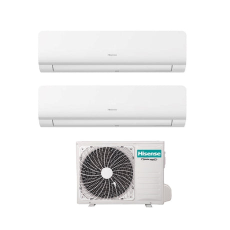 hisense climatizzatore condizionatore hisense dual split inverter serie new energy 77 con 2amw35u4rra r 32 wi fi integrato 70007000 novita ean 8059657013507