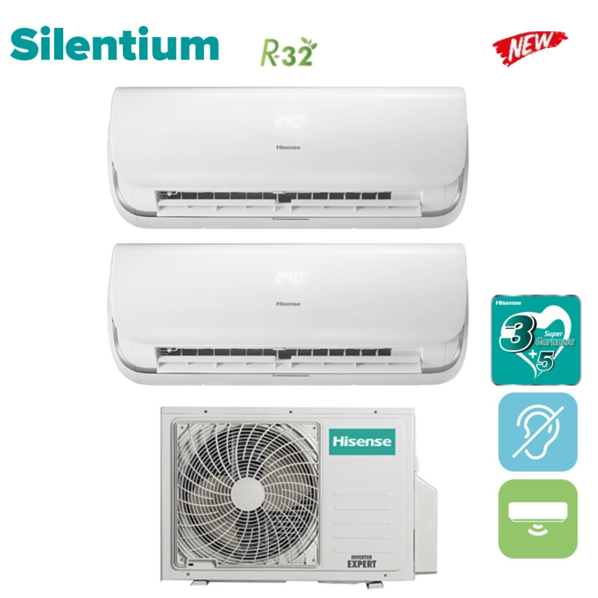 hisense climatizzatore condizionatore hisense dual split inverter serie silentium 1212 con 3amw72u4rfa r 32 wi fi integrato 1200012000 novita ean 8059657013620