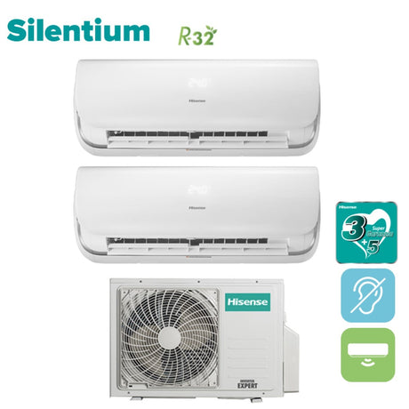 hisense climatizzatore condizionatore hisense dual split inverter serie silentium 912 con 2amw50u4rra r 32 wi fi integrato 900012000 ean 8059657013644