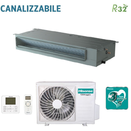 hisense climatizzatore condizionatore hisense inverter canalizzato canalizzabile 36000 btu aud105ux4shh3 auw105u4ra4 r 32 con telecomando di serie e cablato