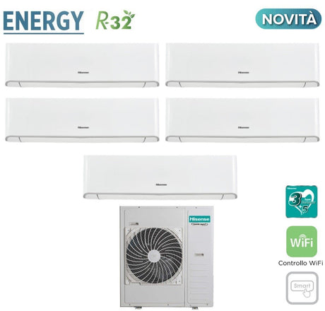 hisense climatizzatore condizionatore hisense penta split inverter serie energy 999918 con 5amw125u4rta r 32 wi fi integrato 900090009000900018000 novita