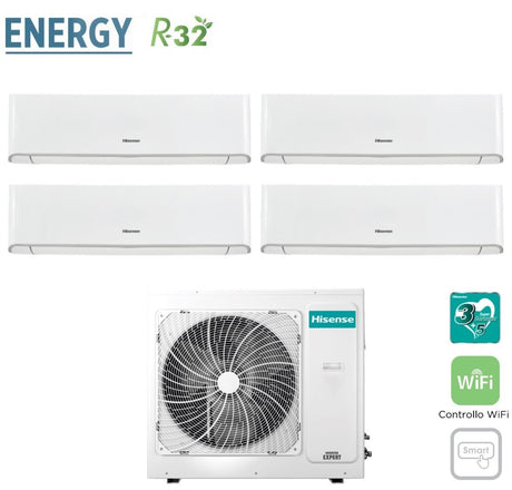 hisense climatizzatore condizionatore hisense quadri split inverter serie energy 991212 con 4amw105u4raa r 32 wi fi integrato 900090001200012000