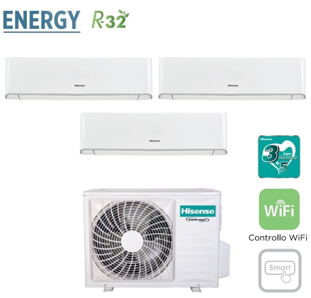 hisense climatizzatore condizionatore hisense trial split inverter serie energy 9912 con 3amw62u4rfa r 32 wi fi integrato 9000900012000