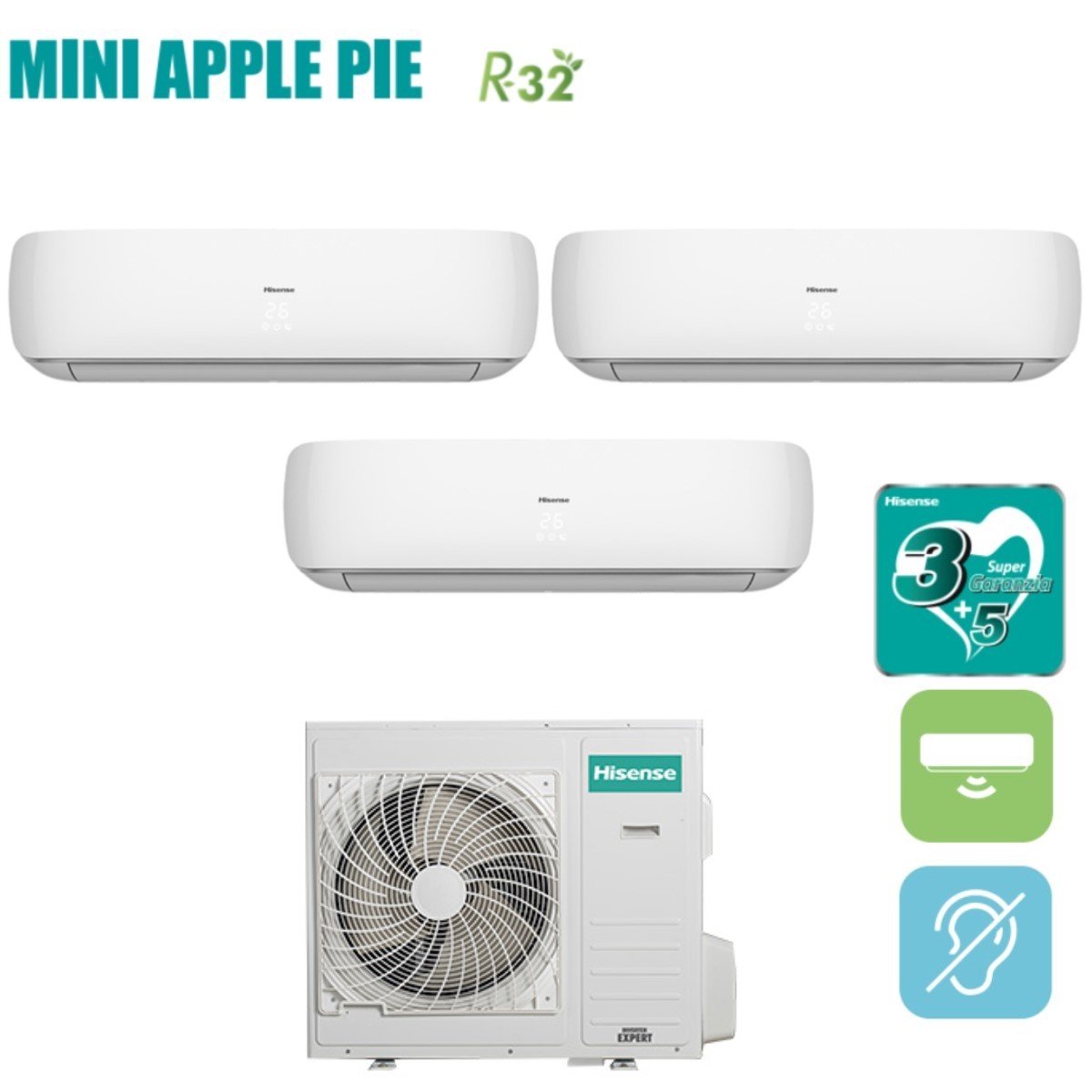 hisense climatizzatore condizionatore hisense trial split inverter serie mini apple pie 9918 con 4amw81u4raa r 32 wi fi optional 9000900018000