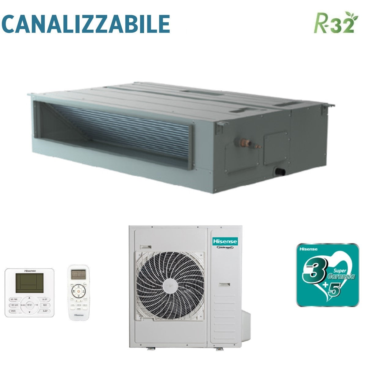 hisense offerta climatizzatore condizionatore hisense inverter canalizzato canalizzabile 42000 btu aud125ux4rhh4 auw125u4rt5 r 32 con telecomando di serie e cablato