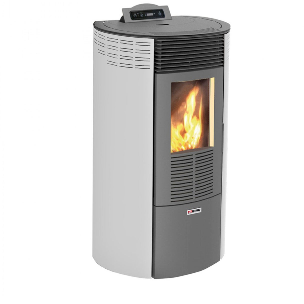 king stufa a pellet king 12 round kw 101 bianca cod 93060